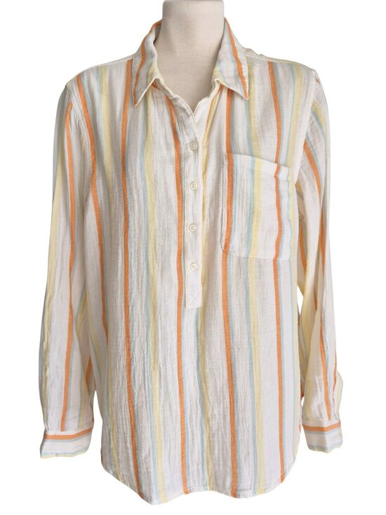 A.N.A. A New Approach Tops - ANA NWT Cotton Gauze Multicolor Striped Shirt Tunic Size M
